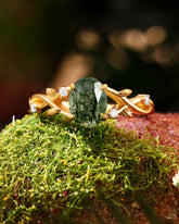SENKORA Oval Cut Moss Agate Promise Ring
